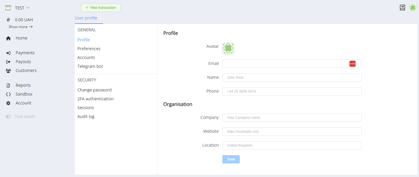 Основні дані